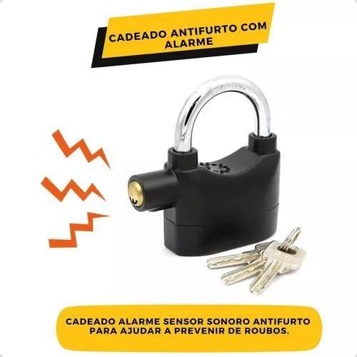 Imagem de Cadeado Anti-furto Para Moto Bike Casa Portão Com Alarme Prova D Água Cadeado Resistente Grosso Inoxidável