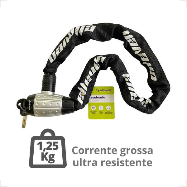 Imagem de Cadeado Bike Moto Corrente 8mm X 90cm - Elleven