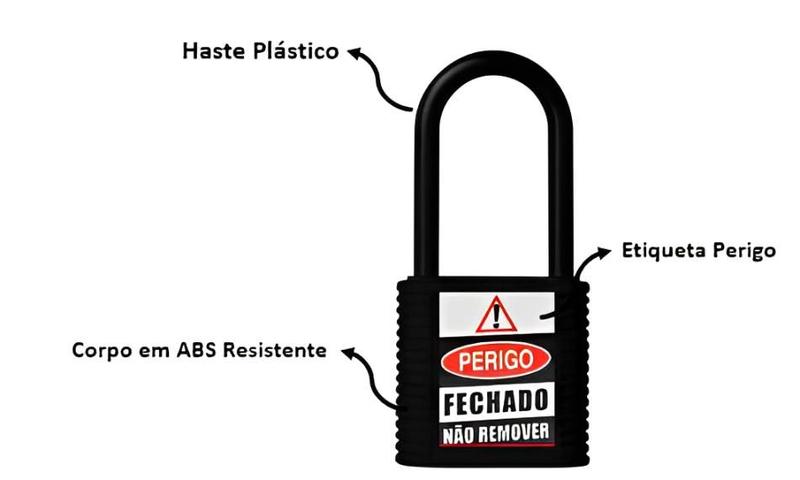 Imagem de Cadeado Bloqueio Padrão Nr10 Nr12 Loto Cores