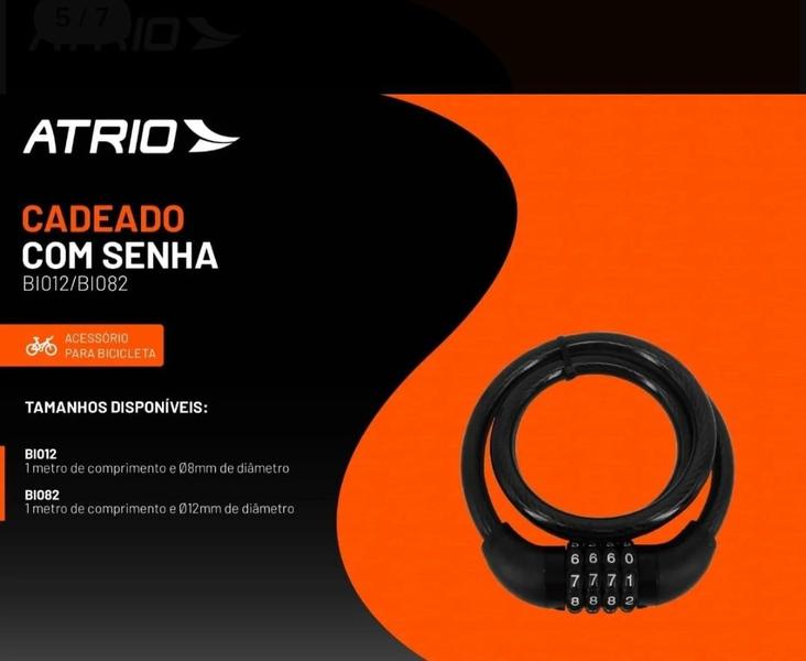 Imagem de Cadeado c/ Senha 100cm Trava Bicicleta Bike Moto Atrio BI012