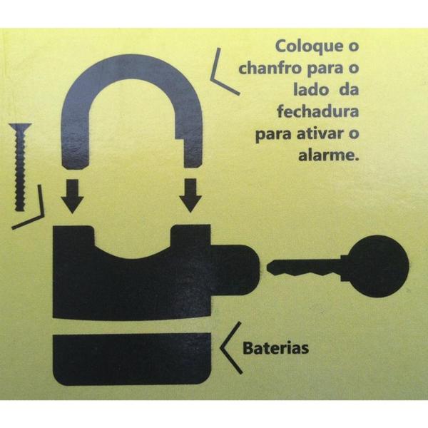 Imagem de Cadeado Com Alarme Sirene 110dB Chave Corte a Laser Anticopia Para Proteção de Moto Bicicleta Loja 