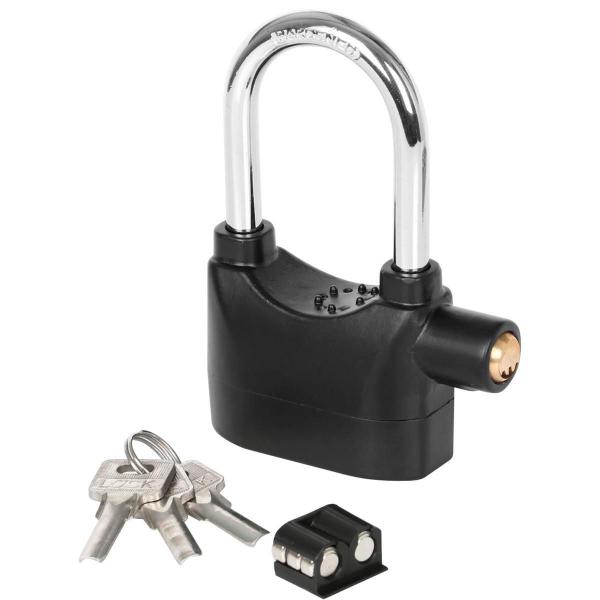 Cadeado Com Alarme Sonoro Anti-furto Com Sirene 110db - LAURUS Imagem de Cadeado Com Alarme Sonoro Anti-furto Com Sirene 110db