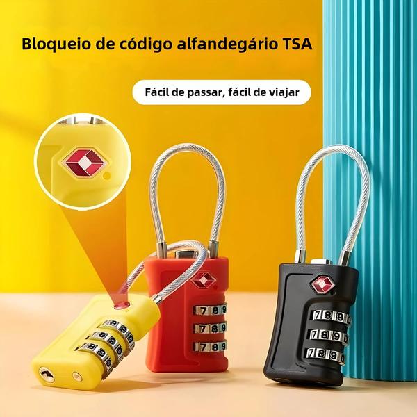 Imagem de Cadeado De Design De Cor De Contraste Mutável Com Senha De Bloqueio De Bagagem De Viagem TSA