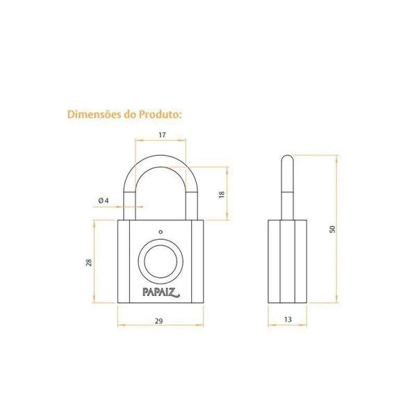 Imagem de Cadeado Digital Com Biometria Cf30 Prata Papaiz 30MM