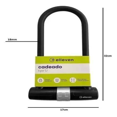 Cadeado Elleven Bicicleta/Moto U-Lock Trava Chave 17X32Cm Imagem de Cadeado Elleven Bicicleta/Moto U-Lock Trava Chave 17X32Cm
