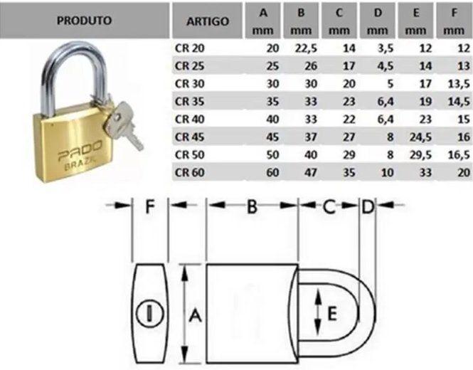 Imagem de Cadeado Latão 20mm LT-20 com 2 Chaves Pado