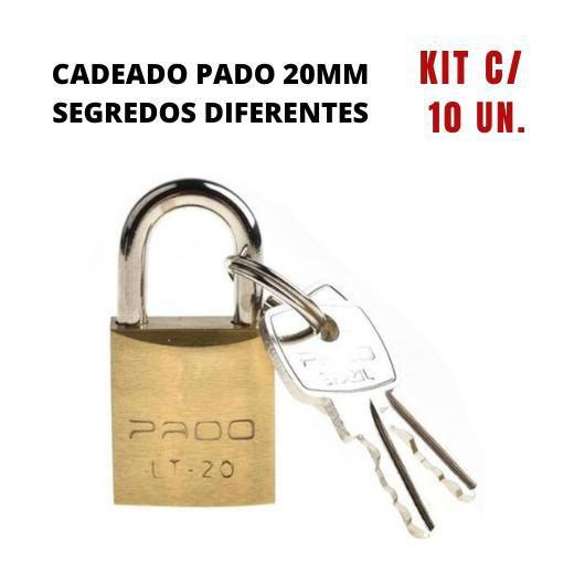 Imagem de Cadeado Pado 20 Mm - Kit C/ 10 Unidades - Segredos Diferentes