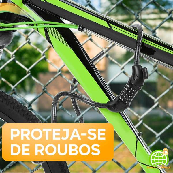 Imagem de Cadeado Para Bike E Moto Com Segredo Corrente Com Senha Combinação 5 Números Bicicleta Ciclismo Mtb