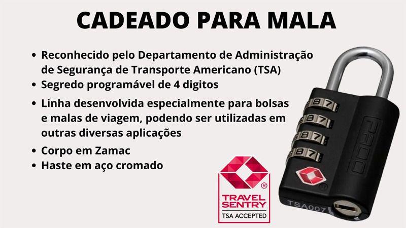 Imagem de Cadeado Senha Segredo Código para Mala TSA Viagem Pado Preto