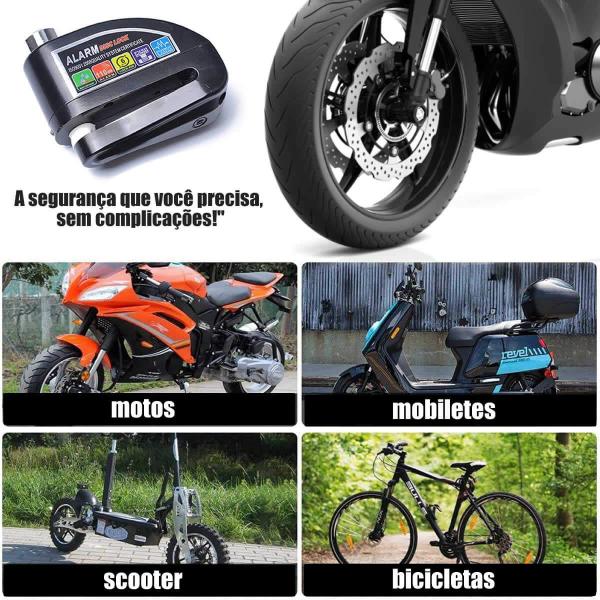 Imagem de Cadeado Trava De Disco Moto Freio Tranca Universal C/ Alarme Várias Cores