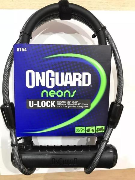 Imagem de Cadeado U lock Com Cabo Onguard Neon 8154 Fixa Bike Moto