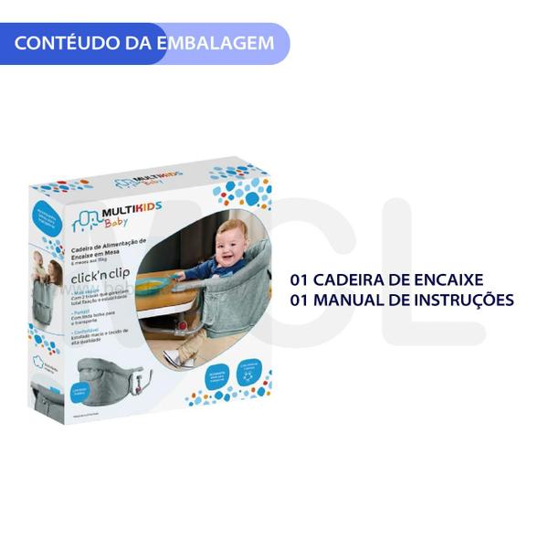 Cadeira alimentacao encaixe click n clip mkb cinza - MULTIKIDS Imagem de Cadeira alimentacao encaixe click n clip mkb cinza