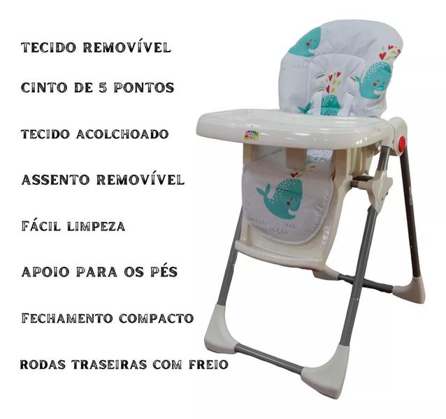 Imagem de Cadeira Alta De Alimentação Refeição Bebes Impactus Baleia Baby Style