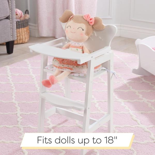 Imagem de Cadeira alta Doll KidKraft Tiffany Bow com borda recortada em madeira branca