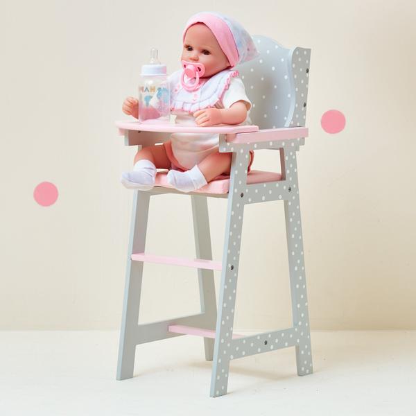 Imagem de Cadeira alta Doll Olivia's Little World para bonecas 16-18 cinza/rosa