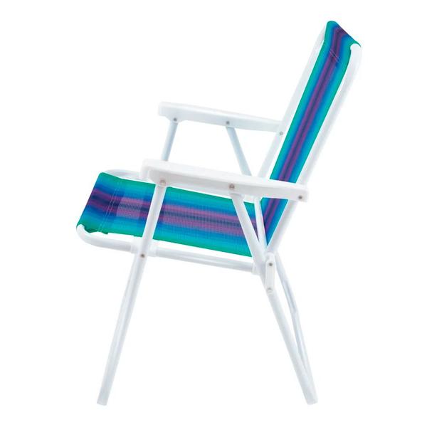 Imagem de Cadeira Alta Para Praia Camping Azul Ciano E Roxo Escuro 72cm Resistente Confortável E Desmontável Mor