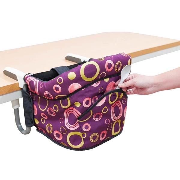 Imagem de Cadeira alta zeepops Hook On Table com bandeja para bebês e crianças pequenas, cadeira de mesa com clipe portátil, dobrável e compacta para casa, jantar fora e viajar (roxa chique)