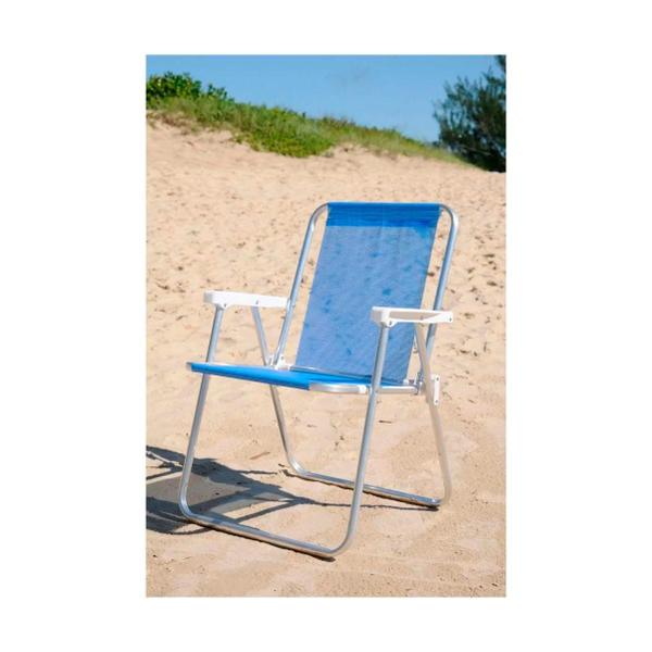 Imagem de Cadeira Alumínio Alta Dobrável 110kg Sannet Azul - Mor