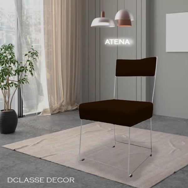 Imagem de Cadeira Atena Base de Ferro Maciço prata suede Marrom - D'Classe Decor