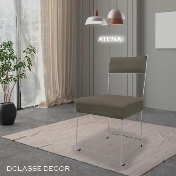 Imagem de Cadeira Atena Base de Ferro Maciço prata suede Marrom Rato - D'Classe Decor