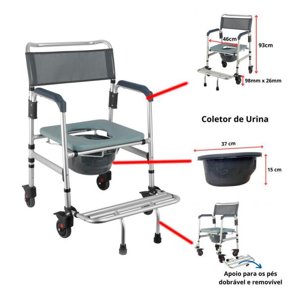 Imagem de Cadeira Banho Higiênica Dobrável Alumínio 135kg Hidrolight