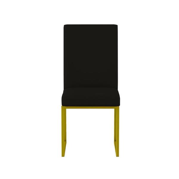 Imagem de Cadeira Base Ferro Dourado Mesa De Jantar Cor:Preto