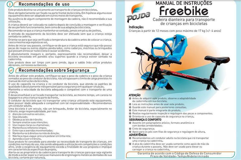 Imagem de Cadeira Bicicleta Dianteira Frontal Bike Freebike Cadeirinha - Pojda