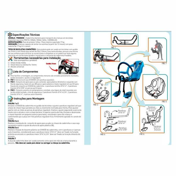 Imagem de Cadeira Bicicleta Dianteira Frontal Bike Freebike Vermelha