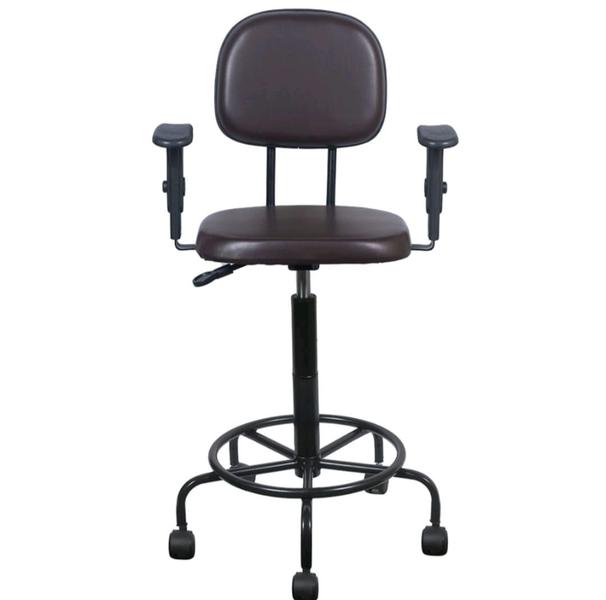 Cadeira caixa alta L duplo com braço base semi corano marrom - Sintonia Flex Imagem de Cadeira caixa alta L duplo com braço base semi corano marrom