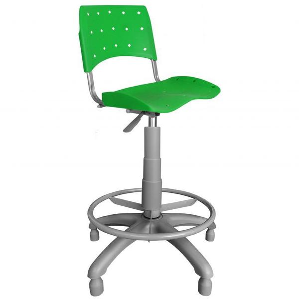 Imagem de CADEIRA CAIXA SECRETÁRIA PLÁSTICA VERDE BASE CINZA ERGONÔMICA PLAXMETAL - ULTRA Móveis