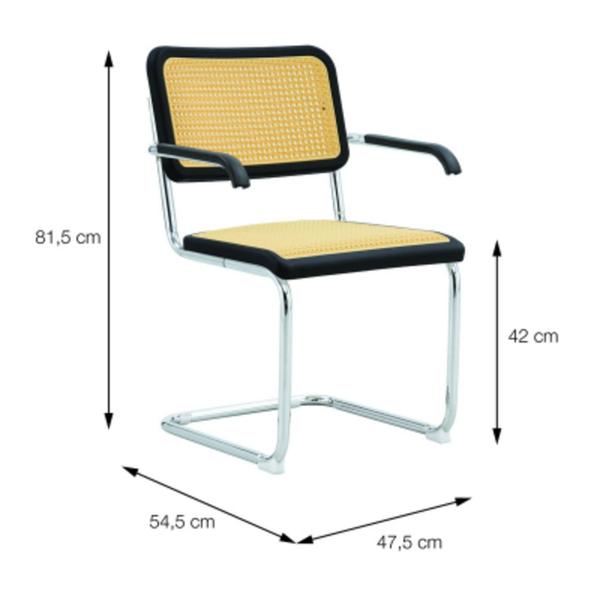 Imagem de Cadeira Cesca com Braço e Base Cromada