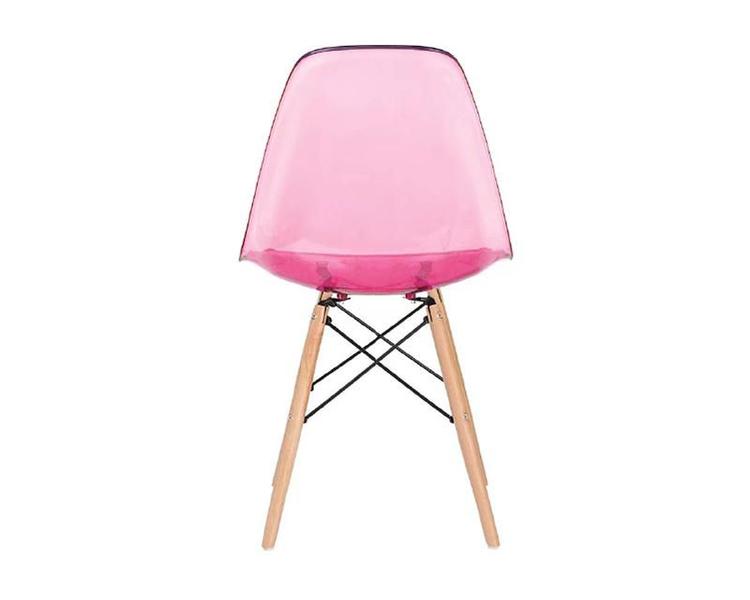 Imagem de Cadeira Charles Eames Eiffel Acrílico ROSA Transparente Base Madeira Cadeira para cozinha Marca - Bering