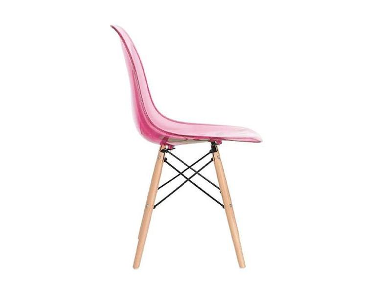 Imagem de Cadeira Charles Eames Eiffel Acrílico ROSA Transparente Base Madeira Cadeira para cozinha Marca - Bering