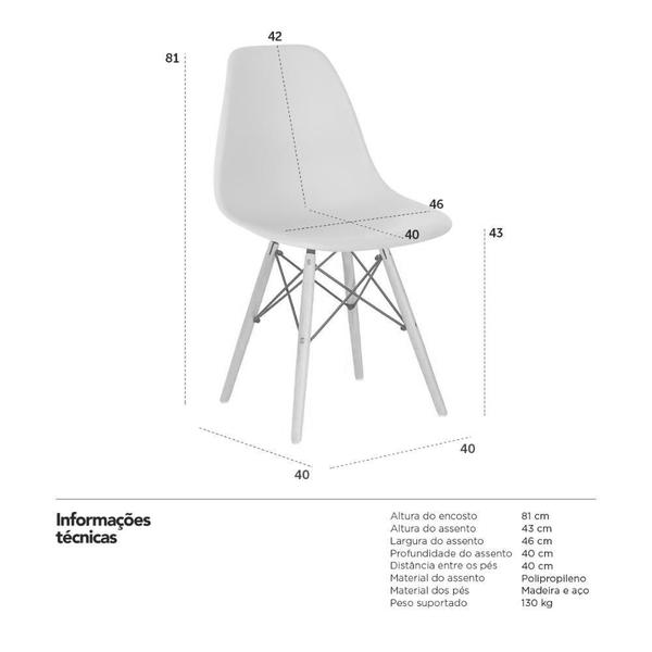Imagem de Cadeira Charles Eames Eiffel DSW - Base de madeira clara