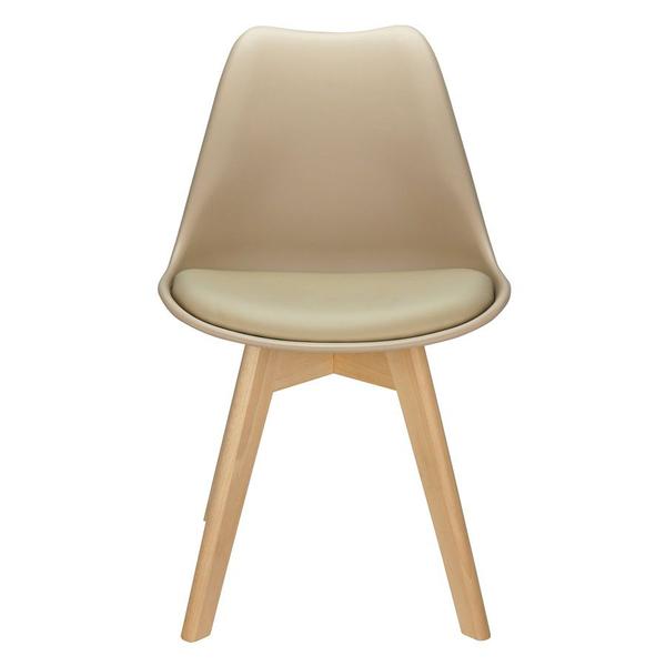 Imagem de Cadeira Charles Eames Leda Luisa Saarinen Design Wood Estofada Base Madeira - Bege
