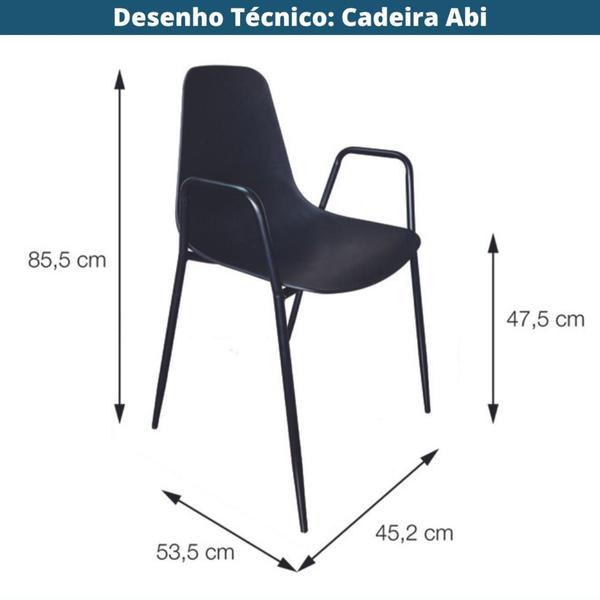 Imagem de Cadeira com braço Abi Polipropileno Fendi Base Metal