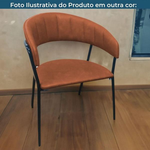 Imagem de Cadeira com Braços Maraú PSG Móveis Couro Legitimo Preto com Base em Aço Preto
