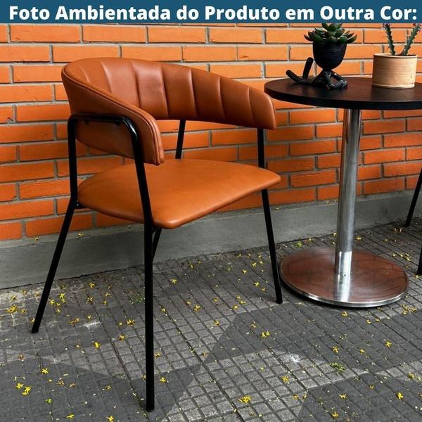 Imagem de Cadeira com Braços Maraú PSG Móveis Estofada Poliuretano PU Cobre com Base Aço Preto