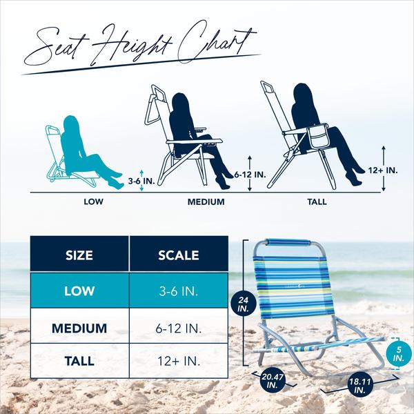 Cadeira de acampamento CARIBBEAN JOE Folding Beach Blue Lime Stripe Imagem de Cadeira de acampamento CARIBBEAN JOE Folding Beach Blue Lime Stripe