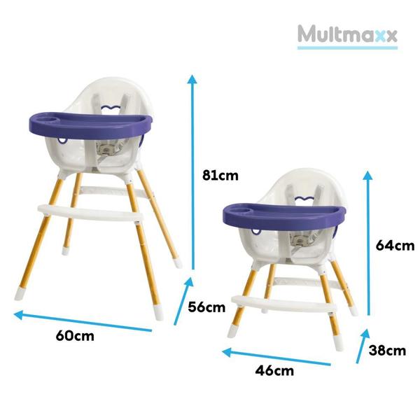 Imagem de Cadeira de Alimentação Alta Bebê Dobrável 6-36 Meses Azul Multmaxx