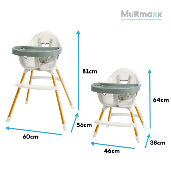 Imagem de Cadeira de Alimentação Alta Bebê Dobrável 6-36 Meses Verde Multmaxx