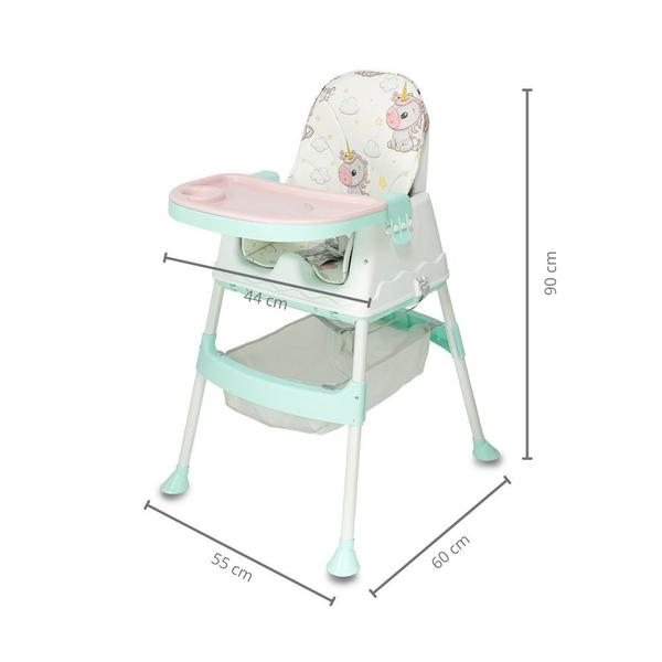 Imagem de Cadeira de Alimentação Multmaxx Unicórnio Bebê Infantil Multifuncional com Ajuste de Altura até 24Kgs