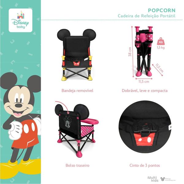 Imagem de Cadeira de Alimentação Portátil Bebê 11kgs Mickey Multikids