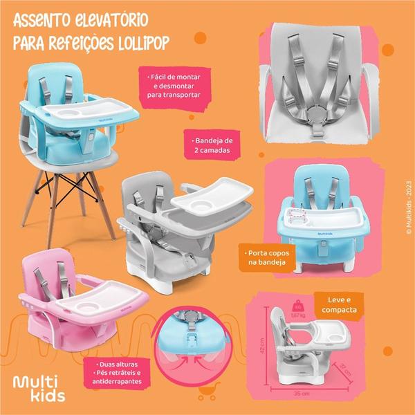 Imagem de Cadeira de Alimentação Portátil Lollipop 6M 15KG Rosa Multikids Baby - BB474