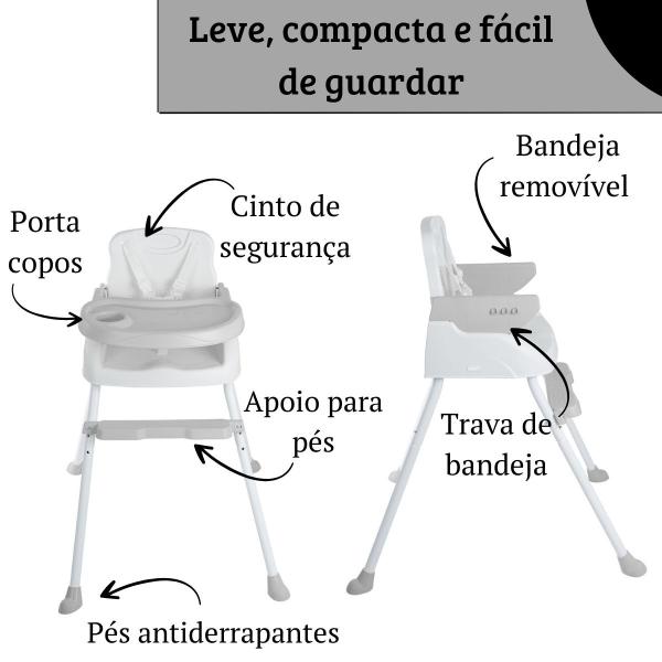 Imagem de Cadeira De Alimentação Refeição Bebê Portátil Infantil 3 em 1 Altura Ajustável