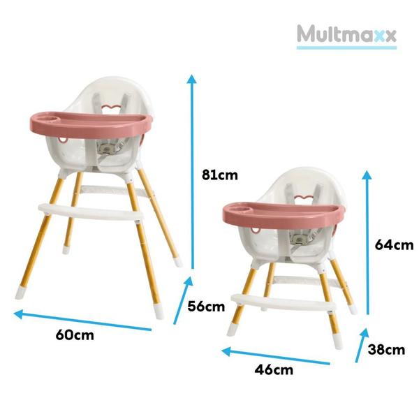 Imagem de Cadeira de Alimentação Refeição para Bebê até 15kg e Altura Ajustável Multmaxx Rosa