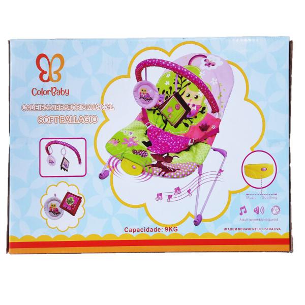 Cadeira de Balanço P/ Bebê Musical e Vibra Suporta 9Kg Rosa - Color Baby Imagem de Cadeira de Balanço P/ Bebê Musical e Vibra Suporta 9Kg Rosa