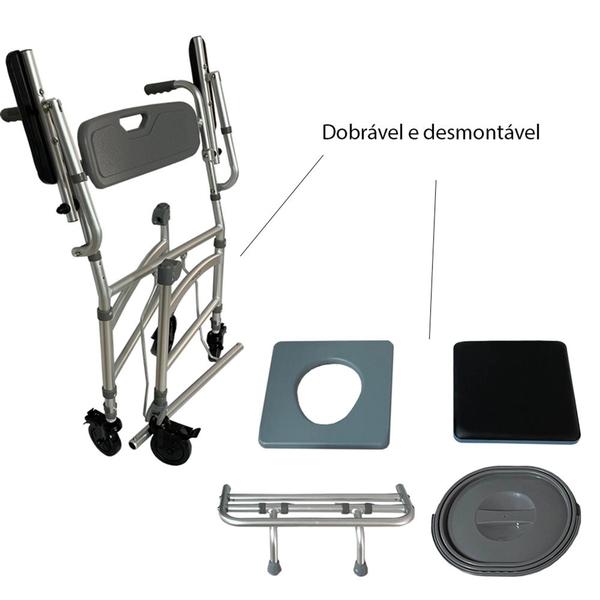 Cadeira de Banho Alumínio 150kg Desmontável Hidrolight - SC102 (2em1) Imagem de Cadeira de Banho Alumínio 150kg Desmontável Hidrolight - SC102 (2em1)