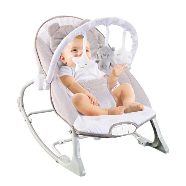 Imagem de Cadeira de Descanso Bebê Musical e Vibratória Móbile de Brinquedos ( Até 18kgs) Polar Bege Maxi Baby