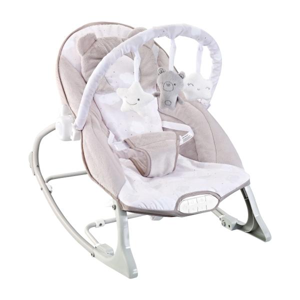 Imagem de Cadeira de Descanso Bebê Musical e Vibratória Móbile de Brinquedos ( Até 18kgs) Polar Bege Maxi Baby